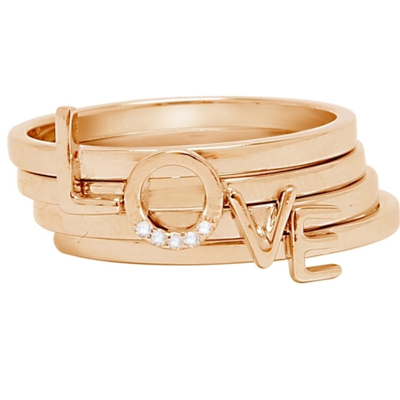 ADORNIA Love Ring Stack 14k Rosegold Vermeil .925 Sterling Silver - Picture 2 of 8